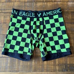 Vintage American Eagle Outfitters Neon Green and Black Checkerboard Boxer Briefs